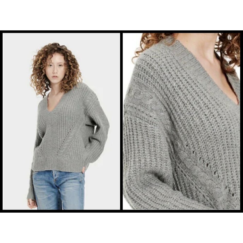 💕UGG💕 Alva Deep V-Neck Sweater Gray Heather NWT